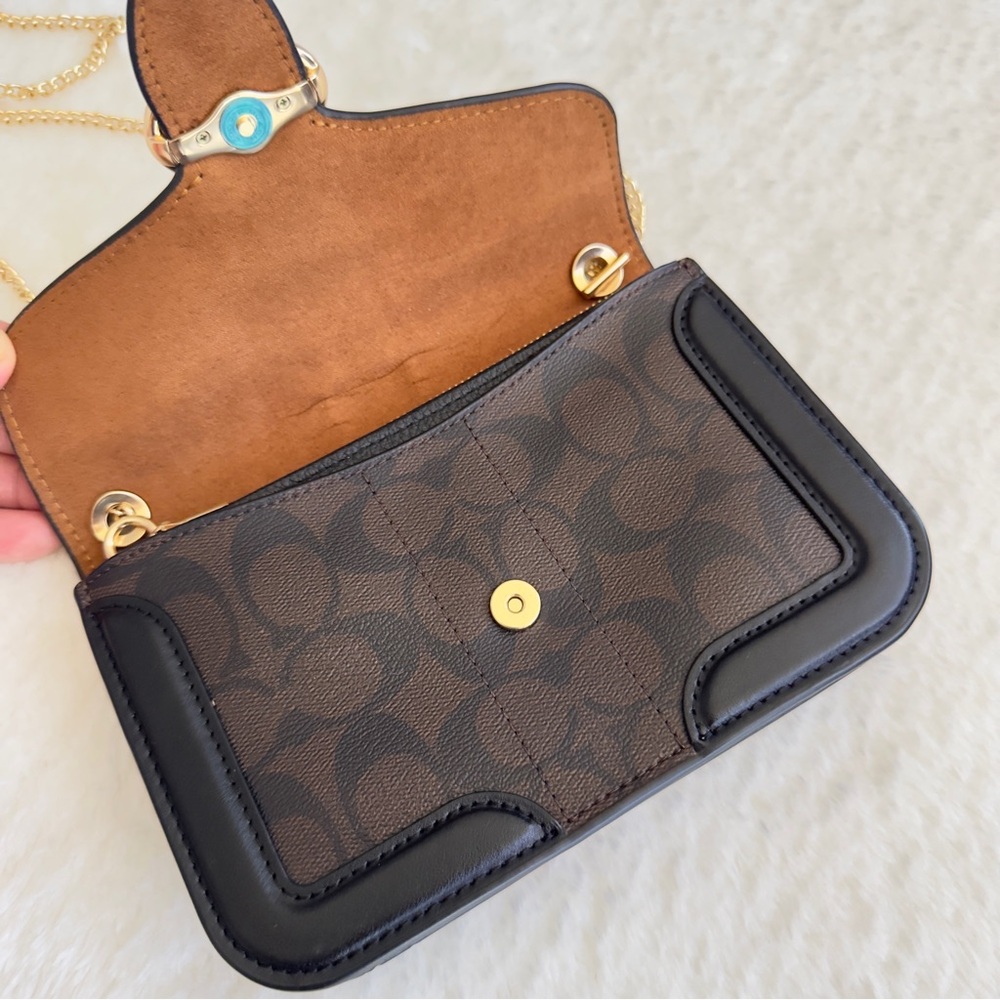 COACH AUTHENTIC Black and Brown Leather Shoulder Bag - Picture 4 of 13